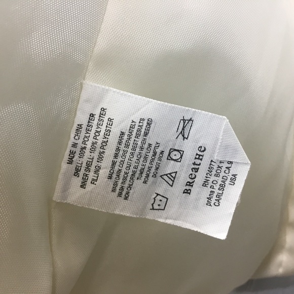 Prana Quilted Sweater Fair Isle Puffer Vest Ivory Full Zip Outdoor Size L - Picture 9 of 9